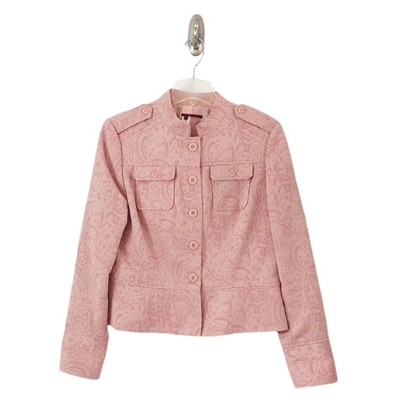 Tapemeasure Jackets & Blazers - Tapemeasure Women’s Pink Brocade Jaquard Military Style Jacket Size 12